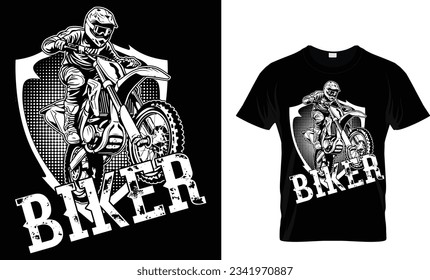 biker reching motorcycle t -shirt design