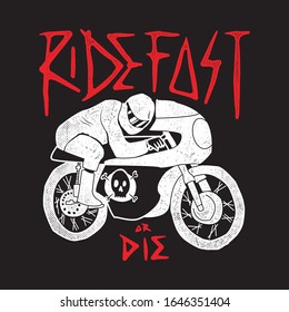 Biker Rider Motorcycle Line Graphic Illustration Vector Art T-shirt Design