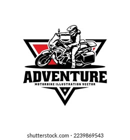 Biker riding adventure motorbike illustration logo vector