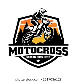 Biker riding adventure motorbike illustration logo vector