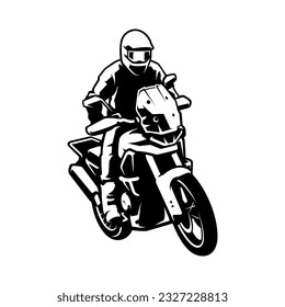 Biker riding adventure motorcycle illustration vector