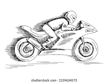 Biker riding a bike graphic black white landscape sketch illustration vector