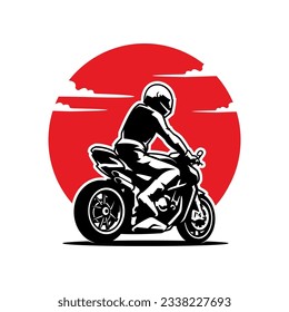 biker riding motorcycle icon vector image