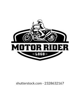 Biker riding motorcycle illustration logo vector isolated