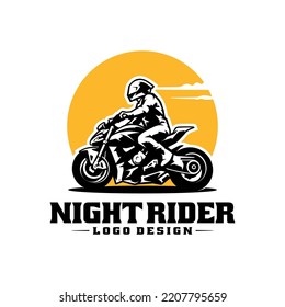 biker riding motorcycle logo vector