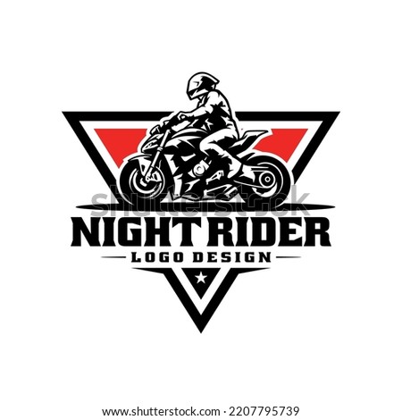 biker riding motorcycle logo vector