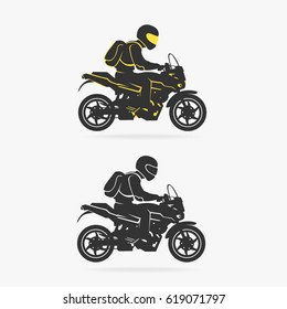 Biker Riding Motorcycle Vector Illustration