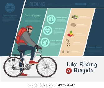 Bicicleta en bicicleta, Diseño de banner de infografía en bicicleta, Dibujo vectorial diseño moderno de plantilla