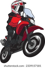 Biker riding a touring motorcycle jumps wheelie over 