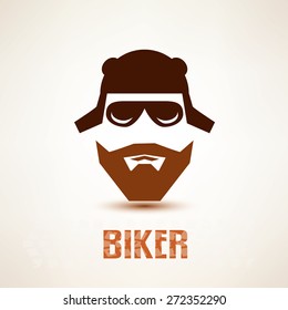 biker or rocker vector symbol, stylized icon