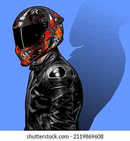 
biker side view
wearing a leather jacket, t-shirt design, biker, knucklehead, panhead, shovelhead, flathead, naked bike, dragrace, supermoto, Motorradfahrer, 
motorrijder, vector template

