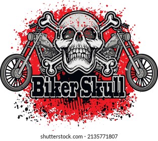 biker sign with skull, grunge vintage design t shirts