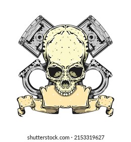 biker skull badge illustration design