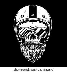 BIKER skull with bearded vector illustration