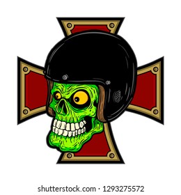 biker skull, skull bikers. Digital illustrations show the life of the skull of a biker. and street pride