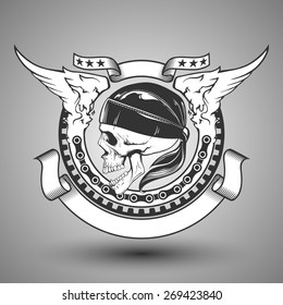 Biker skull emblem
