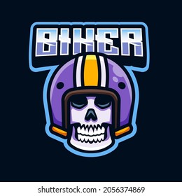 Biker Skull Head Logo Illustration