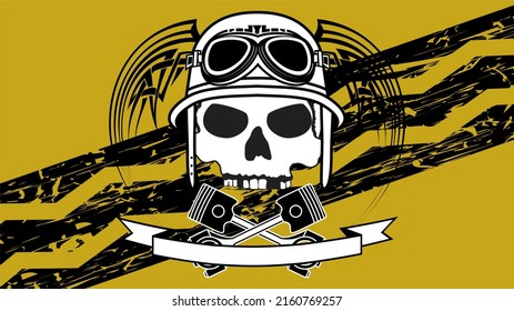 biker skull tattoo illustration background in vector format