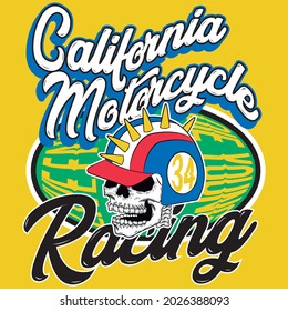 texto del cráneo del ciclista y fondo amarillo