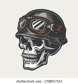 Biker Skull Wearing Motorcycle Helmet Goggles Stock Vector (Royalty ...