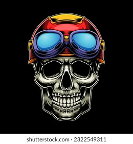 Calavera ciclista con casco para motocicletas