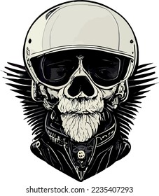 A biker skull wearing sun glasses