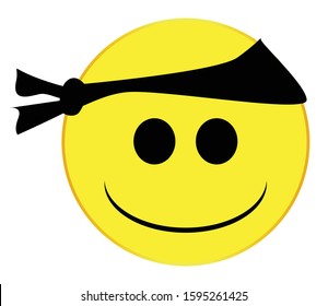 A biker smile face button isolated on a white background