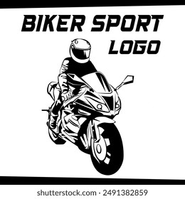 MOTOCICLETA PLANA DE VECTOR CON LOGOTIPO BIKER SPORT