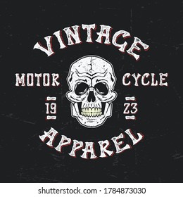 Biker Theme. Vintage Textured  Apparel Print Design. Retro Fashioned T Shirt Badge. Vector Illustration.