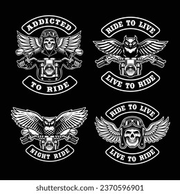 biker themed vector designs in vintage style, this design can be used as t-shirt prints