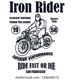 Biker Travel,classic motorcyclist vector design 