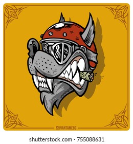 Biker wolf vector graphics. Wolf rider.