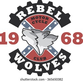 Biker's artwork 'Rebel wolves' for t- shirt, poster... 