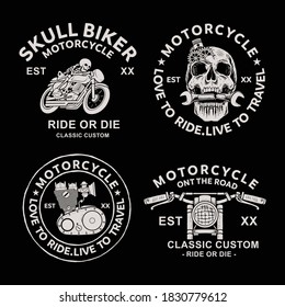 Bikers badges emblems vector icons. classic, logo. Premium Vector