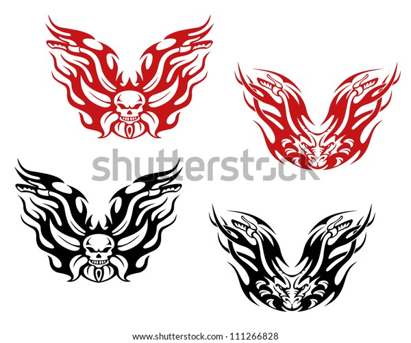 Bikers and bikes tattoos in tribal\
style, such a logo. Jpeg version also available in\
gallery
