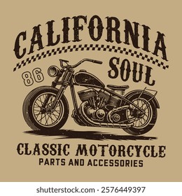 Bikers club vintage badge with letterings and bobber motorbike in monochrome style t shirt vector illustration 