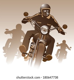 Bikers on the road. Vector illustration