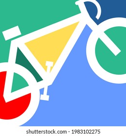 Bicicletas y cuadros coloridos con un vector de fondo