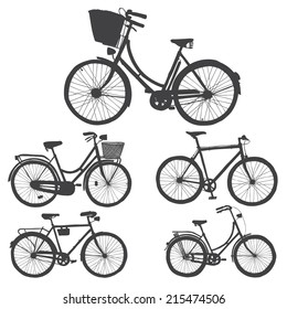 bike's hand drawn silhouettes set