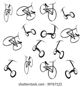 Bikes pattern illustration on white