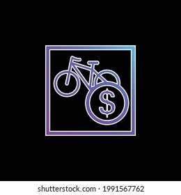 Bikes Sale Sign In Dollars blue gradient vector icon