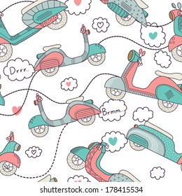 Bikes seamless pattern