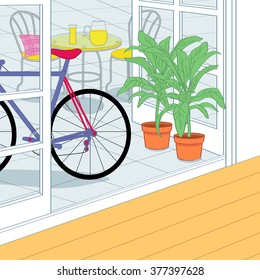 bikes and table relax on the terrace