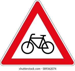 Bikes. Vector road sign Germany.