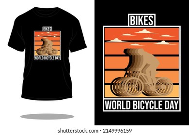 bikes world bicycle day retro t shirt design