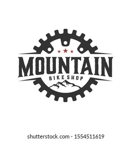 Bikeshop bicycle gear logo design workshop garage mountain downhill element simple minimalist automotive sport vehicle.