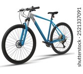 Bike.Sport. Mountain bike. Blue and gray bike with on a white background. Vector.