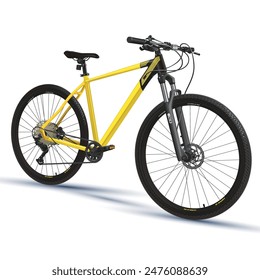 Bike.Sport. Mountain bike. a yellow and black bike with on a white background