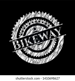 Bikeway written with chalkboard texture. Vector Illustration. Detailed.