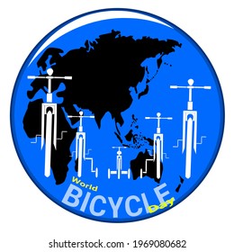 Biking family icon, as a banner, poster, printed t-shirt or world bicycle day template, vector illustration